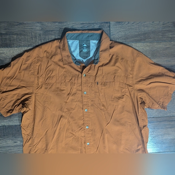 REI Mens Vented Short Sleeve Shirt Size XXL Orange Nylon Fishing Camping Pockets - Picture 4 of 13